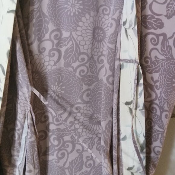 SOFT SURROUNDINGS Silk Open Front House Robe Floral Kimono Duster Boho Cover Up - Picture 7 of 13